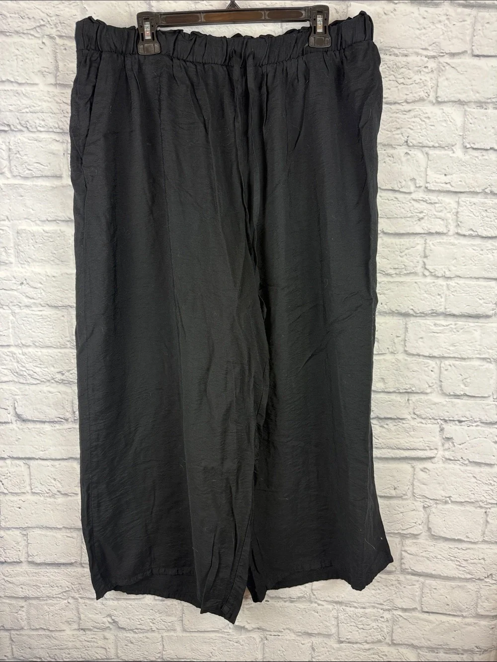 Ava & Viv Black Elastic Waist Straight-Leg Wide Leg Size 1X